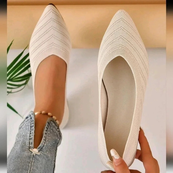 Women Chevron Pattern Point Toe Ballet Flats, Fashion Outdoor Flats - Picture 1 of 7